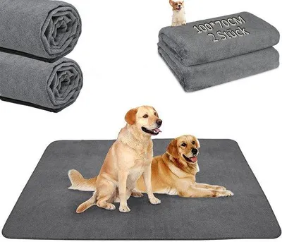 Productafbeelding van Set van 2 wasbare puppymatten, 100 x 70 cm, snel absorberend, hondentrainingsmat, peepad, lekvrij, herbruikbaar, voor puppy's, oudere of incontinente honden