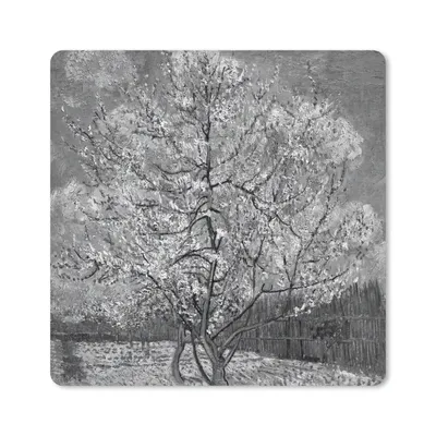 Produktbild von MuchoWow® Mauspad Mousepad Blühender Pfirsichbaum - Vincent van Gogh - Schwarz und weiß 30x30 cm - Mousepads - Maus Mat - Pad - Mausunterlage - Gaming