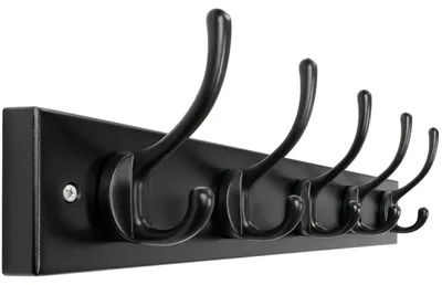 Immagine prodotto di Appendiabiti da parete con 5 ganci, in bambù nero, dimensioni 44,5 x 11,5 cm