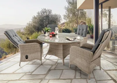 Produktbild von Destiny Sitzgruppe PALMA mit LUNA Esstisch (4 Personen) natur meliert