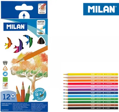 Immagine prodotto di MILAN Kredki akwarelowe trójkątne 12 kolorów