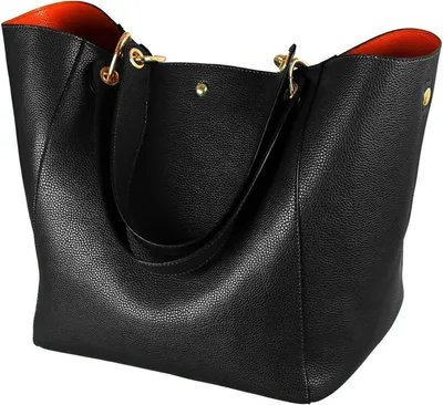 Produktbild von Große Damen Henkeltasche Schwarz Kunstleder Schultertasche 13'' Laptop-Tasche