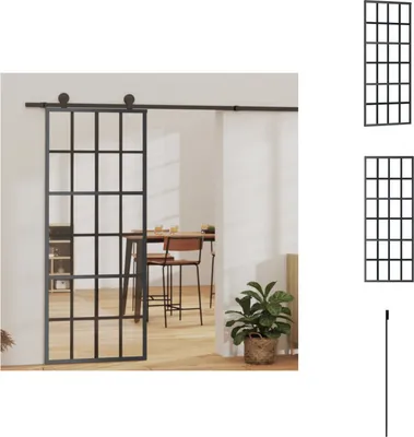 Produktbild von vidaXL Schiebetür ESG-Glas und Aluminium 76x205 cm Schwarz -  Türen