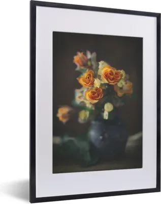 Produktbild von MuchoWow® MuchoWow® Gerahmtes Poster Rosen - Orange - Blumen 30x40 cm - Poster mit zchwarzem Bilderrahmen - Wandposter Schlafzimmer