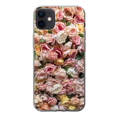Produktbild von MuchoWow® Handyhülle Schutzhülle Hülle für iPhone 12 mini Rosen - Farben - Wand Silikon Softcase Handy Hülle - Bild