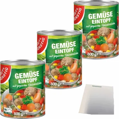 Produktbild von G&G Gemüsetopf mit Fleischbällchen 3er Pack (3x800g Dose) + usy Block