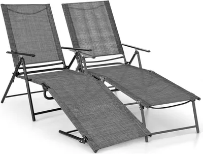 Immagine prodotto di KOMFOTTEU Set da 2 lettini prendisole, sedie a sdraio pieghevoli con schienale regolabile, lettini da spiaggia per giardino, spiaggia e piscina