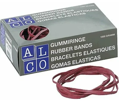 Produktbild von ALCO Gummibänder, 150 x 4 mm, rot, Schachtel à 1000 g