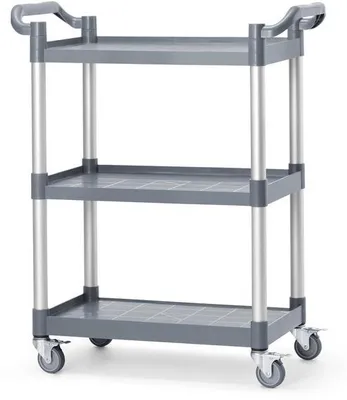 Immagine prodotto di Ibenzoa® - Carrello di servizio a 3 ripiani, realizzato in polipropilene, dimensioni dei ripiani 615x400 mm, capacità fino a 150 kg (3 ripiani da 50 kg ciascuno), dotata di ruote piroettanti bloccabili, ideale per ristorazione e cucina