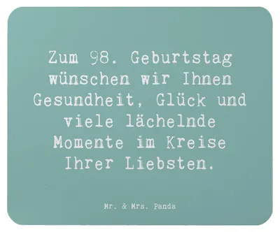Produktbild von Mr. & Mrs. Panda Mauspad Spruch 98. Geburtstag - Meeresbrise - Geschenk, feiern, neues Lebensjahr, computer mousepad, laptop, Happy Birthday, Mouse Pad, Gesundheit, Alter