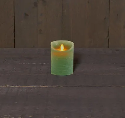 Productafbeelding van Kaars Jade Groen Wax Rustiek Bewegende Vlam 7,5X10Cm3Xaaa/Timer Anna's Collection