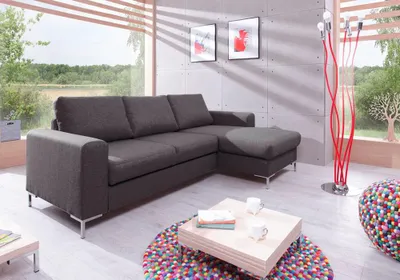 Produktbild von MIUFORM Lofty Lilly - Ecksofa mit Bettfunktion und Bettkasten L-FORM RECHTS - 236x148cm - Dunkelgrau - Sofa Schlafsofa Couch