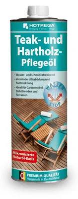 Produktbild von HOTREGA Teak- und Hartholz Pflegeöl 1L - Pflege für Gartenmöbel, Terrassenmöbel