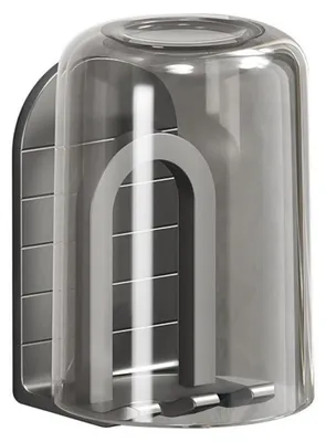 Produktbild von Zahnbürstenhalter mit Becher, selbstklebend, 2-in-1, Weltraum-Aluminium, Grau
