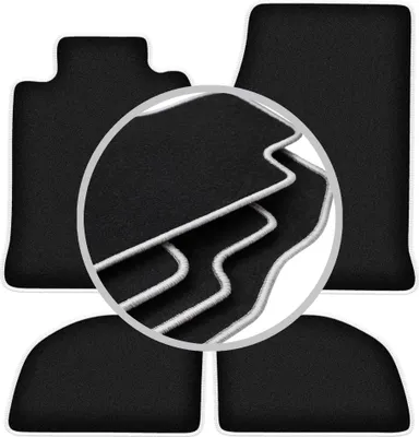 Produktbild von Fußmatten Automatten Velours Schwarz/Silber für Porsche 968 1976-1988 Set 4-tlg