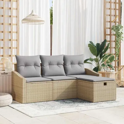 Produktbild von Maison Exclusive - Sofa Set 4 stk. Beige Poly-Rattan