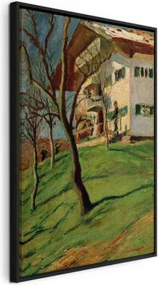 Produktbild von Italienischer Leinwand Leinwandbild - Unser Häuschen in Tegernsee (August Macke) 80x120 cm Reproduktionen l-F-10677-b-a