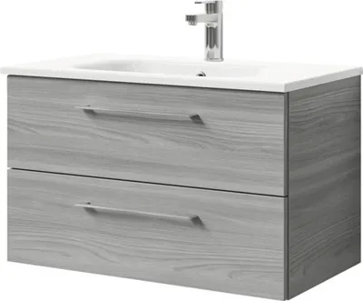 Produktbild von Pelipal Badmöbel-Set Sunline 121 BxHxT 81 x 50 x 46 cm Frontfarbe sangallo grau mit Mineralguss-Waschtisch und Waschtisc