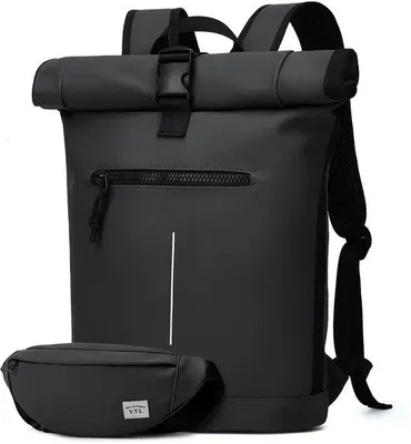 Produktbild von Waterdichte Rolltop-Tasche für Radfahren und Reisen, 17-Zoll-Laptopfach, Eleganter Rucksack für Damen und Herren