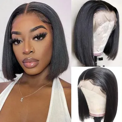 Produktbild von Natürliche brasilianische Bob-Perücke 13x4 Lace Front 10 Zoll