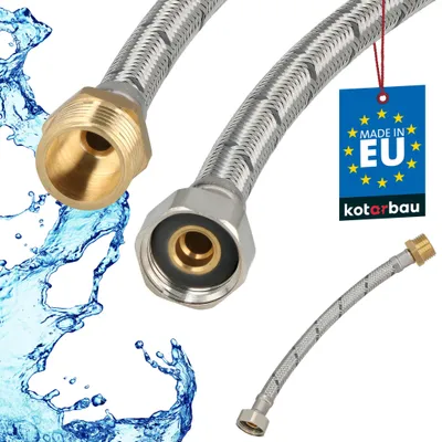Produktbild von KOTARBAU® Flexschlauch 1/2 Zoll Wasserschlauch 20cm Panzerschlauch Außengewinde x Innengewinde Anschlussschlauch für Armatur Schlauch Für Wasserhahn