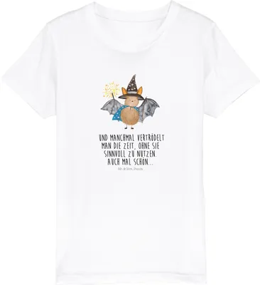 Produktbild von Mr. & Mrs. Panda Kleinkinder T-Shirt Fledermaus Zauberer 5-6 Jahre (110/116) - Weiß - Geschenk, für Kinder, Fledermäuse, Bio, Organic, Magier, Frauen, Kindershirt