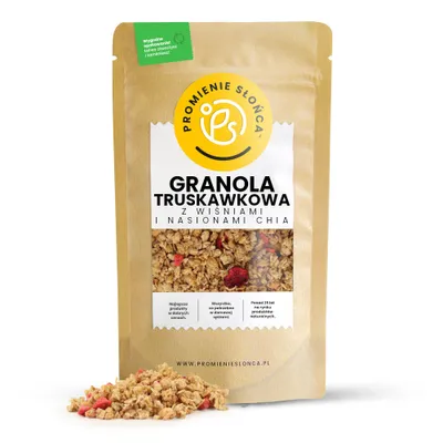 Zdjęcie produktu dla Granola Truskawkowa z Wiśnią i Nasionami Chia 500 g