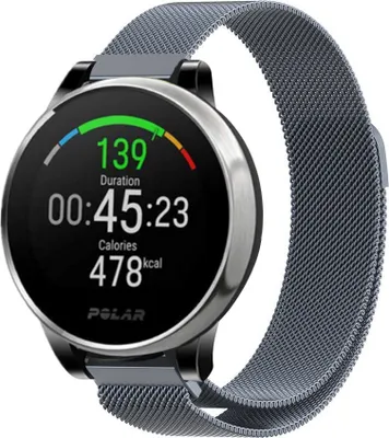 Produktbild von Strap-it Milanese Armband - Kompatibel mit Polar Grit X Armband Ersatzarmband Edelstahl Armband mit Magnetverschluss Sportuhr zubehör für smartwatch 22mm Armband Grau