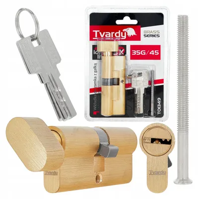 Produktbild von Tvardy Schlosszylinder 35/45 mit Knauf Messing, 3 Schlüssel