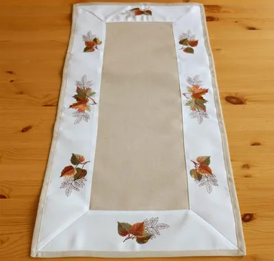 Produktbild von Tischläufer Stick Blätter Motiv beige-bunt 40x85 cm