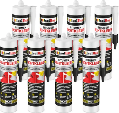 Image de Isolbau Colle bitume 8 x 310 ml Noir Mastic étanchéité toiture bardeaux réparation