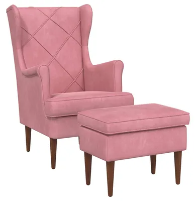 Produktbild von vidaXL Sessel mit Fußhocker 2 stk. Rosa Samt