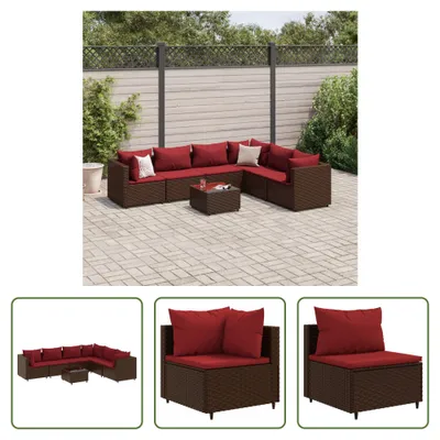 Immagine prodotto di The Living Store Set da salotto da giardino 7 pezzi con cuscini in poly rattan marrone