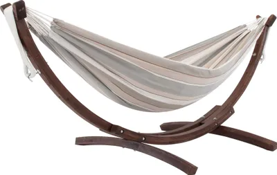 Produktbild von VIVERE Hängematte aus Sunbrella mit Gestell aus Holz 260 cm – 200 kg Belastung - Dove