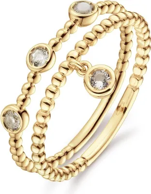 Image de Jackie Gold Dangling White Topaz Ring JKR24.416 Bague pour femme, Taille de la bague:52