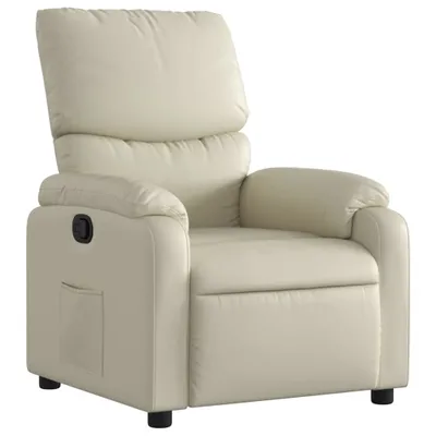A cream-colored recliner chair.