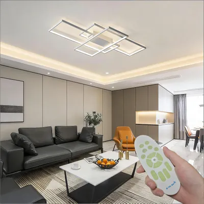 Image de Plafonnier moderne dimmable avec télécommande, 54 W