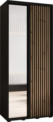 Produktbild von MEBLE KRYSPOL Sapporo 2 Schrank mit 2 Schiebetüren  - 205,2x100x45 cm - Schwarz Schwarz Artisan