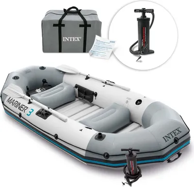 Image de Bateau gonflable Mariner 3 pour 3 personnes pagaies pompe porte-cannes à pêche et porte-moteur INTEX 68373