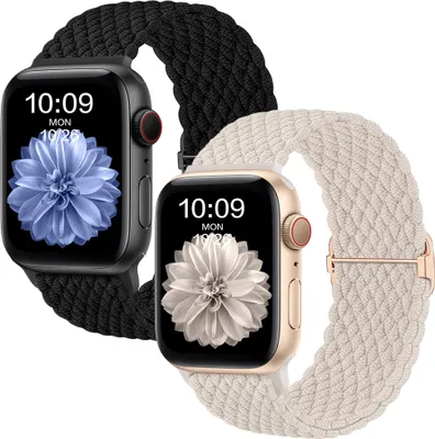 Imagen del producto de 2 correas para smartwatch, compatibles con Apple Watch, trenzadas, modelo A0579, color  y gris (Polarstern), tamaño 38mm/40mm/41mm