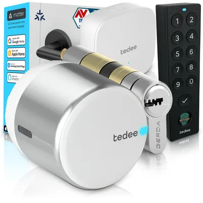 Immagine prodotto di tedee GO2 Alu Serratura Smart WiFi | Impronta Digitale, Accesso Remoto, Cilindro Classe 6 Antieffrazione | Matter, Alexa, Google, Apple HomeKit