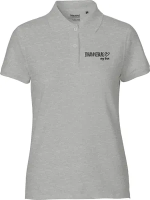 Produktbild von Huuraa Damen Polo Shirt Johannesburg my love L Sport Grey Bio Baumwolle Fairtrade Poloshirt Geschenkidee
