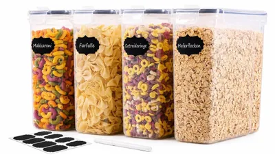Immagine prodotto di Contenitore per alimenti ermetico - Set da 4 - 4 litri - Trasparente - Con coperchio a scatto