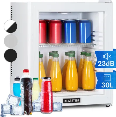 Produktbild von Klarstein Kühlschrank, Mini Kühlschrank mit Glastüre, Mini-Kühlschrank für Getränke, Snacks & Kosmetik, Kühlschrank Klein & Leise, Verstellbare Ablagen, Kleiner Skincare Kühlschrank 12-18°C, 32L
