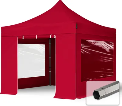 Produktbild von TOOLPORT 3x3m Stahl Faltpavillon, inkl. 4 Seitenteile, rot