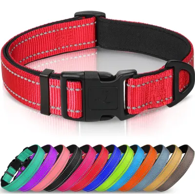 Productafbeelding van Hondhalsband voor Kleine Honden, Gepolsterd en Reflecterend, Rood