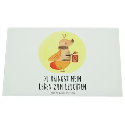 Produktbild von Mr. & Mrs. Panda Medium Glas Schneidbrett Glühwürmchen - Weiß - Geschenk, Hackbrett, Liebesspruch, Lustige Sprüche, Schneideplatte, Verlobung, Liebe, Schneidplatte