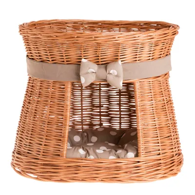 Image de Niche ovale pour chats en couleur naturelle / panier pour chats en osier / tour pour chats 50X40 H45 CM