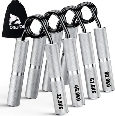 Immagine prodotto di Unyqoos® Handtrainer – Allenatore per la presa in metallo, set da 4 o 6 pezzi (22,5–157,5 kg), allenatore per avambraccio e dita antiscivolo, per la forza di presa e la riabilitazione della mano