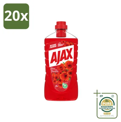 Produktbild von 20 x Ajax Fête des Fleurs Allesreiniger - Rote Blumen - 1000 ml - Vorratspackung - 20 Stücke